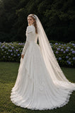 Load image into Gallery viewer, Ivory Formal Bridal Dress with Elegant Train, Romantic Wedding Gown