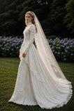 Load image into Gallery viewer, Ivory Formal Bridal Dress with Elegant Train, Romantic Wedding Gown