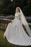 Load image into Gallery viewer, Ivory Formal Bridal Dress with Elegant Train, Romantic Wedding Gown