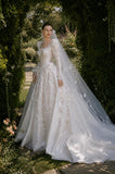 Load image into Gallery viewer, Ivory Statement Wedding Dress with Flowing Skirt and Refined Bridal Silhouette