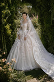 Load image into Gallery viewer, Ivory Statement Wedding Dress with Flowing Skirt and Refined Bridal Silhouette