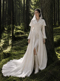 Load image into Gallery viewer, Ivory Bridal Gown with Flowing Train, Elegant Wedding Dress for Formal Ceremony