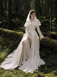 Load image into Gallery viewer, Ivory Bridal Gown with Flowing Train, Elegant Wedding Dress for Formal Ceremony