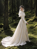 Load image into Gallery viewer, Ivory Bridal Gown with Flowing Train, Elegant Wedding Dress for Formal Ceremony