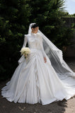 Load image into Gallery viewer, White Statement Wedding Dress with Flowing Skirt and Refined Bridal Silhouette