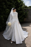 Load image into Gallery viewer, White Statement Wedding Dress with Flowing Skirt and Refined Bridal Silhouette