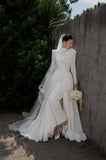 Load image into Gallery viewer, White Statement Wedding Dress with Flowing Skirt and Refined Bridal Silhouette