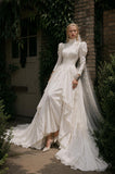 Load image into Gallery viewer, Ivory Wedding Gown with Graceful Full Length Silhouette and Dramatic Bridal Train