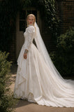 Load image into Gallery viewer, Ivory Wedding Gown with Graceful Full Length Silhouette and Dramatic Bridal Train