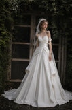 Load image into Gallery viewer, Ivory Formal Bridal Dress with Elegant Train, Romantic Wedding Gown