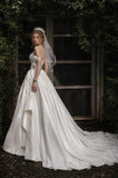 Load image into Gallery viewer, Ivory Formal Bridal Dress with Elegant Train, Romantic Wedding Gown
