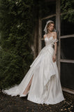 Load image into Gallery viewer, Ivory Formal Bridal Dress with Elegant Train, Romantic Wedding Gown