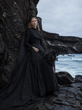 Load image into Gallery viewer, Black Gothic Wedding Dress with Elegant Train, Dark Romantic Bridal Gown