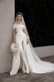 Load image into Gallery viewer, Ivory Bridal Gown with Flowing Train, Elegant Wedding Dress for Formal Ceremony