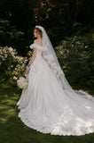 Load image into Gallery viewer, Ivory Formal Bridal Dress with Elegant Train, Romantic Wedding Gown