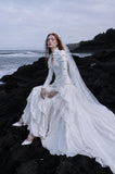 Load image into Gallery viewer, White Statement Wedding Dress with Flowing Skirt and Refined Bridal Silhouette