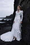 Load image into Gallery viewer, White Statement Wedding Dress with Flowing Skirt and Refined Bridal Silhouette