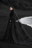 Load image into Gallery viewer, Black Gothic Bridal Gown with Dramatic Train, Alternative Wedding Dress