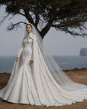 Load image into Gallery viewer, White Formal Bridal Dress with Elegant Train, Romantic Wedding Gown