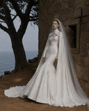 Load image into Gallery viewer, White Formal Bridal Dress with Elegant Train, Romantic Wedding Gown