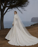 Load image into Gallery viewer, White Formal Bridal Dress with Elegant Train, Romantic Wedding Gown