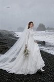 Load image into Gallery viewer, White Statement Wedding Dress with Flowing Skirt and Refined Bridal Silhouette