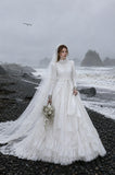Load image into Gallery viewer, White Statement Wedding Dress with Flowing Skirt and Refined Bridal Silhouette
