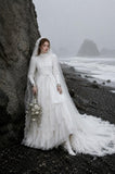 Load image into Gallery viewer, White Statement Wedding Dress with Flowing Skirt and Refined Bridal Silhouette
