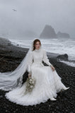 Load image into Gallery viewer, White Statement Wedding Dress with Flowing Skirt and Refined Bridal Silhouette