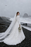 Load image into Gallery viewer, White Statement Wedding Dress with Flowing Skirt and Refined Bridal Silhouette