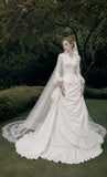 Load image into Gallery viewer, Ivory Bridal Gown with Flowing Train, Elegant Wedding Dress for Formal Ceremony