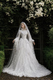 Load image into Gallery viewer, White Statement Wedding Dress with Flowing Skirt and Refined Bridal Silhouette
