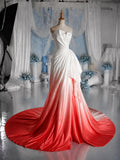 Load image into Gallery viewer, White Strapless Wedding Dress with Sculpted Neckline, Draped Bodice and Full Skirt, Made to Measure Bridal Gown