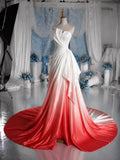 Load image into Gallery viewer, White Strapless Wedding Dress with Sculpted Neckline, Draped Bodice and Full Skirt, Made to Measure Bridal Gown