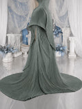 Load image into Gallery viewer, Sage Green Sculptural Pleated Gown Asymmetric One Shoulder Formal Dress Made to Measure