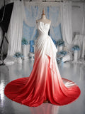 Load image into Gallery viewer, White Strapless Wedding Dress with Sculpted Neckline, Draped Bodice and Full Skirt, Made to Measure Bridal Gown