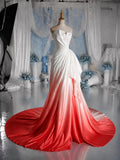 Load image into Gallery viewer, White Strapless Wedding Dress with Sculpted Neckline, Draped Bodice and Full Skirt, Made to Measure Bridal Gown