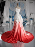 Load image into Gallery viewer, White Strapless Wedding Dress with Sculpted Neckline, Draped Bodice and Full Skirt, Made to Measure Bridal Gown