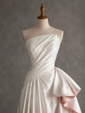 Load image into Gallery viewer, Red and White Ombre Evening Gown with Draped Side Cascade, Strapless Formal Dress, Made to Measure