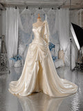 Load image into Gallery viewer, Champagne One Shoulder Sculptural Gown with Draped Skirt, Formal Statement Dress, Made to Measure