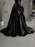 Load image into Gallery viewer, Black One Shoulder Evening Gown with Oversized Rosette, Draped Formal Dress, Made to Measure