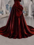 Load image into Gallery viewer, Burgundy One Shoulder Evening Gown with Floral Detail, Draped Formal Dress, Made to Measure