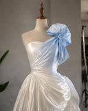 Load image into Gallery viewer, Light Blue Ombre Strapless Gown with Oversized Rosette, Romantic Formal Dress, Made to Measure