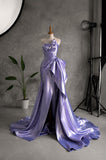 Load image into Gallery viewer, Lavender Strapless Sculptural Gown with Folded Bodice, Draped Formal Dress, Made to Measure