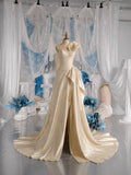 Load image into Gallery viewer, Ivory One Shoulder Wedding Gown with Floral Detail, Draped Bridal Dress, Made to Measure