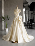 Load image into Gallery viewer, Ivory Sculptural Wedding Gown with Pleated Bodice, Modern Bridal Dress, Made to Measure