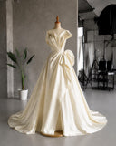 Load image into Gallery viewer, Ivory Sculptural Wedding Gown with Pleated Bodice, Modern Bridal Dress, Made to Measure