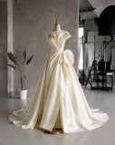 Load image into Gallery viewer, Ivory Sculptural Wedding Gown with Pleated Bodice, Modern Bridal Dress, Made to Measure
