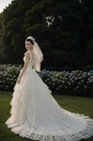 Load image into Gallery viewer, Ivory Elegant Bridal Gown with Full-Length Silhouette, Wedding Dress for Bridal Portraits