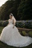 Load image into Gallery viewer, Ivory Elegant Bridal Gown with Full-Length Silhouette, Wedding Dress for Bridal Portraits